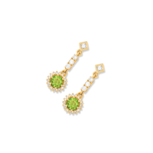 Tsavorite & Diamond Dangling Earrings - 18ct Yellow Gold